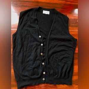 Men 100% cashmere Italian sweater vest cardigan size 56 black